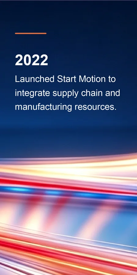 2022: Launched Start Motion to integrate supply chain and manufacturing resources.
